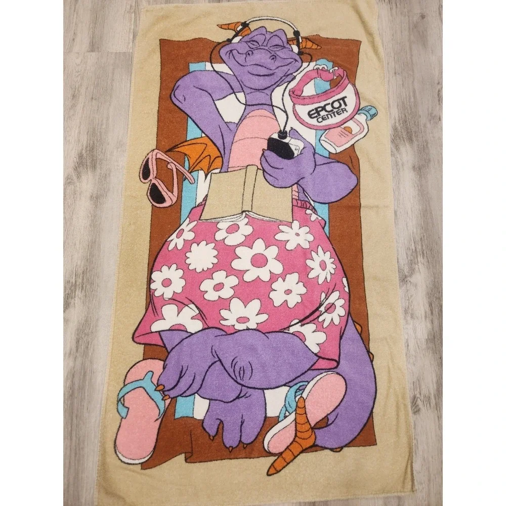 VTG. 1982 Figment Beach Towel Disney World Epcot Center Journey Into Imagination